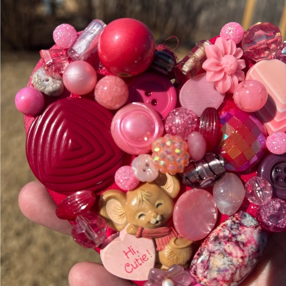 Hand Crafted Pink Heart Ornament - Picture 3 of 5